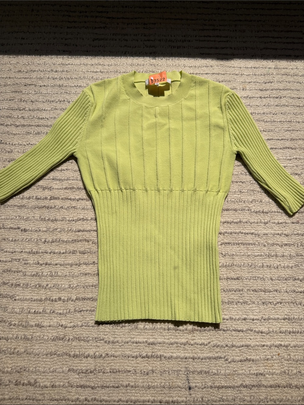 Frame Denim Lime-Green Ribbed Crewneck Sweater